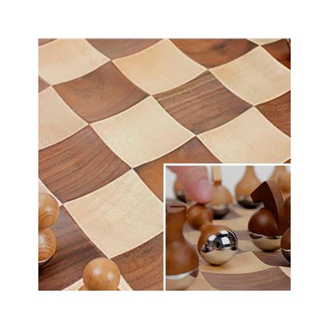 Umbra Wobble Chess Set Wooden Curvy Modern Collectors Gift Wood Board ...