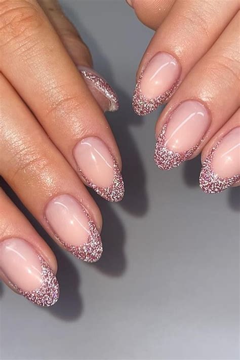 35 Gorgeous Glitter French Tips Nail Ideas | Glitter french nails, Pink