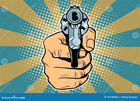 bitcoin currency money finance revolver  hand stock vector