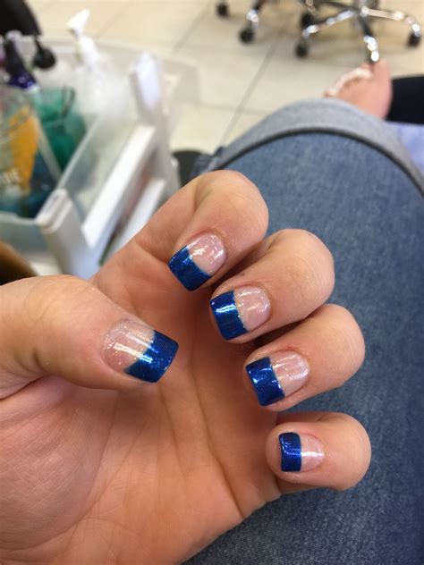 Blue French tip acrylic nails | Blue acrylic nails, Blue nails, French