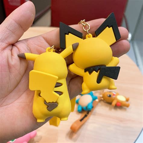 pvc kawaii cute cartoon keyring key chain ring pika chu character