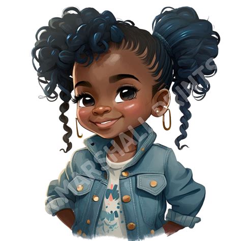 Black Girl Clip Art, Digital Download Bundle, Little Black Girl Png