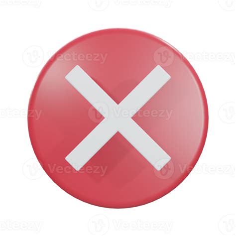 isometric red close button icon  png