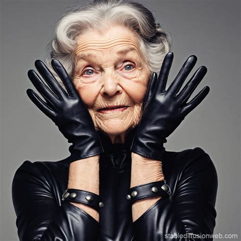 Strict Granny in Leather Gloves and Pyjamas | Stable Diffusion Online
