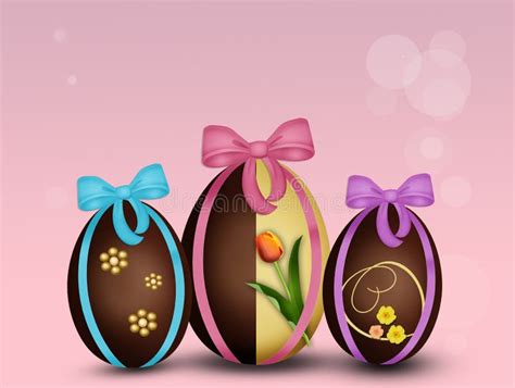 Easter Chocolate Eggs Decorated Stock Illustration - Illustration of ...