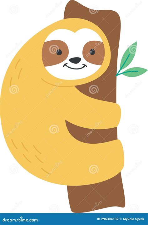 Sloth on Tree stock illustration. Illustration of tree - 296304132