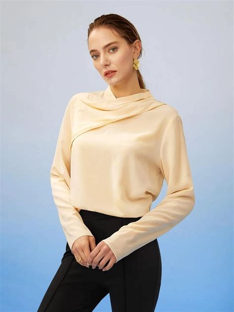 motf premium  silk draped blouse shein eur draped blouse satin