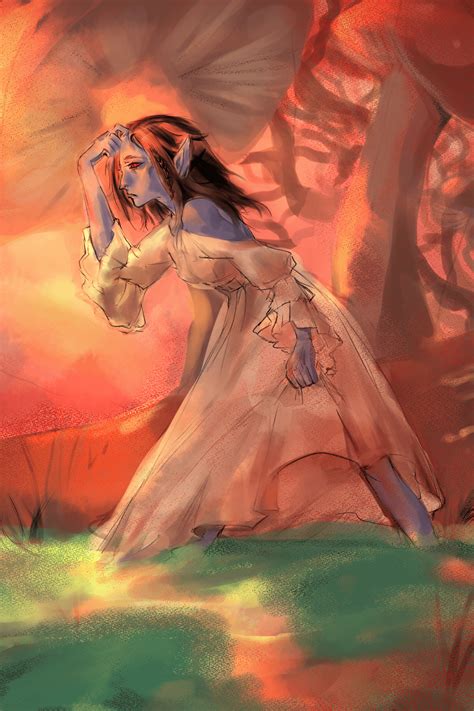 [OC] Dunmer woman searching for pearls, old fanart I never posted here