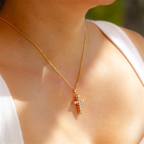 Dainty Cross Necklace Rhinestone Cross Necklace Cross - Etsy
