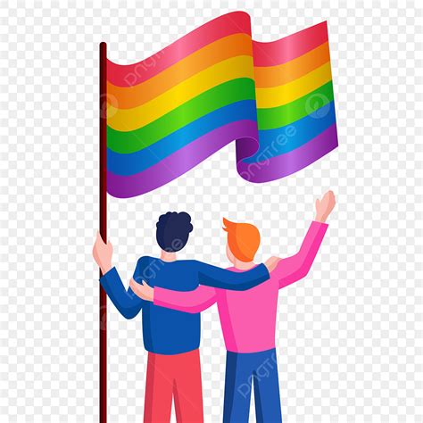 dos chicos gays  bandera lgbt  disfrutando del orgullo png dibujos