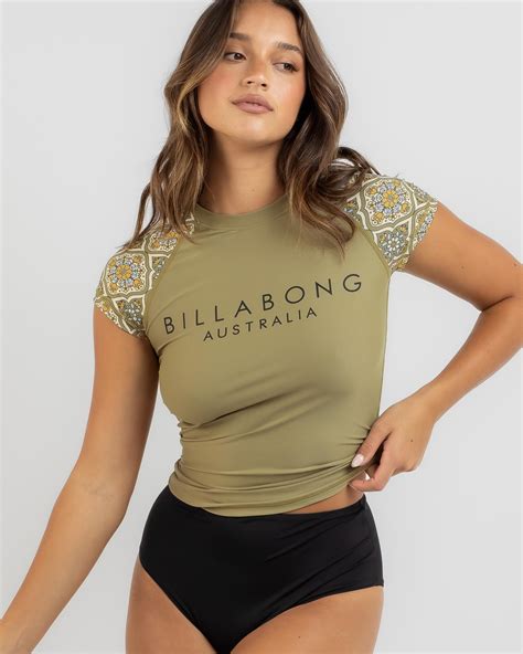 Shop Billabong Rumours Wahine Cap Sleeve Rash Vest In Cadet - Fast ...