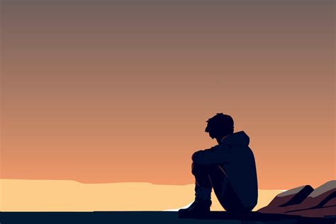 Sad depressed man. Vector illustration. Male depression. Tired adult ...