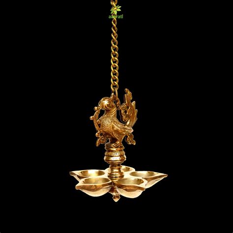 Peacock Design Brass Hanging Diya with by Aakrati Indian | Etsy