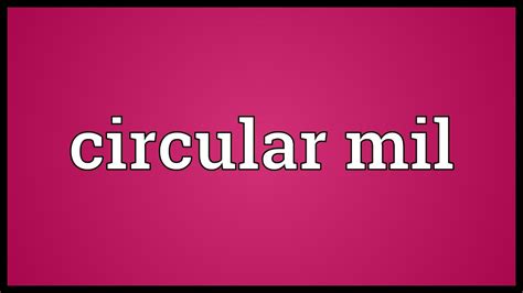Circular mil Meaning - YouTube