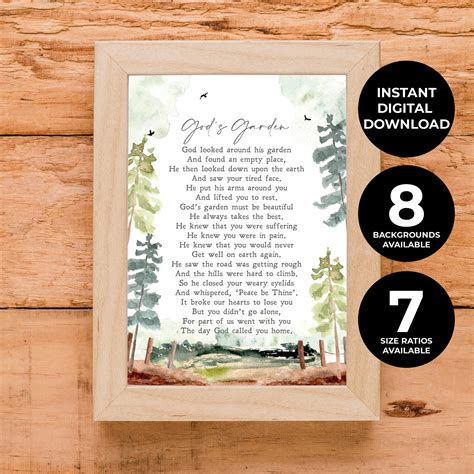 God's Garden Suffering Pain Funeral Poem Sympathy - Etsy