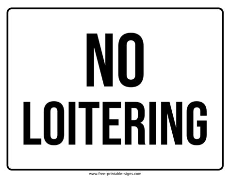 printable  loitering sign  printable signs
