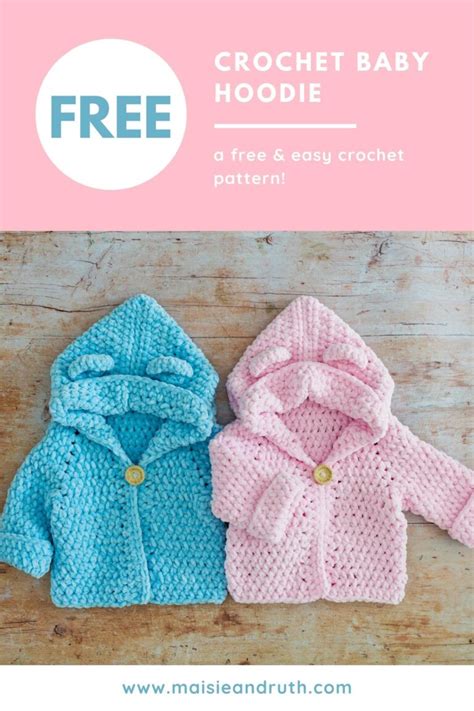 Crochet Baby Hoodie (With Ears - Free Pattern) - Maisie and Ruth