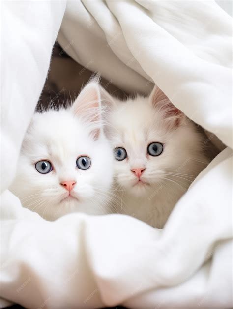 Premium Photo | Whiskered HideandSeek Cute White Kittens Engaged in