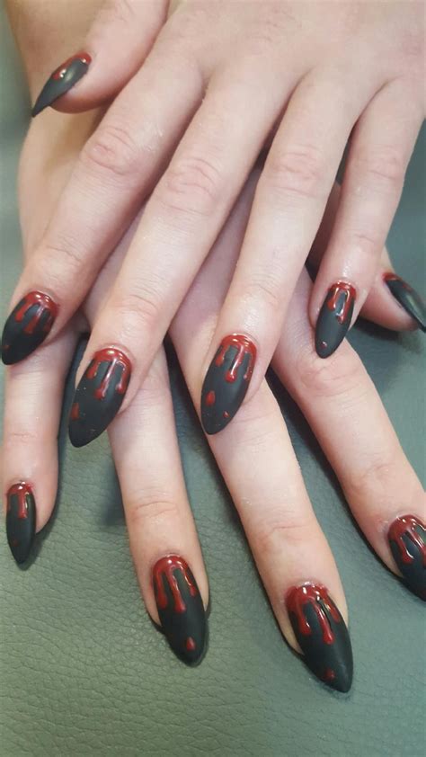 Blood drip nail art | Black halloween nails, Halloween nail designs ...