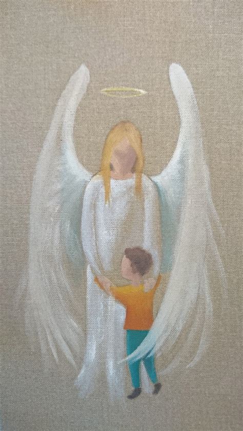 Painting of a Guardian Angel Oil on Canvas - Etsy