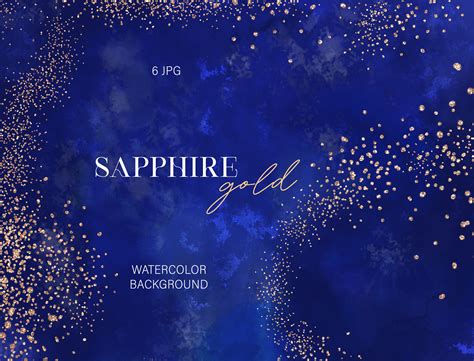 Sapphire Blue & Gold Background Clipart Gold Glitter Splashes