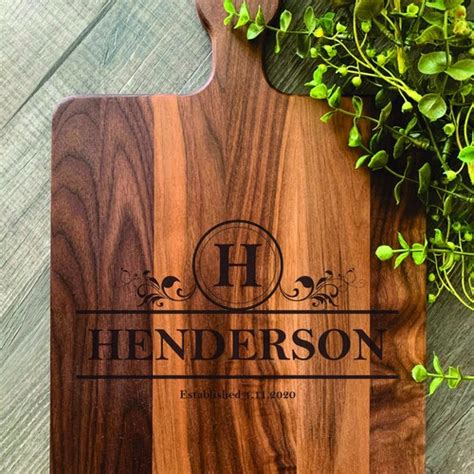 Personalized Cutting Board With Handle Great Wedding or | Etsy