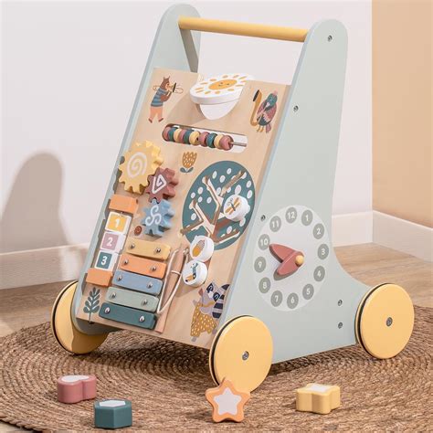 Amazon.com: ROBOTIME Wooden Baby Walker, Wooden Push Walker with Wheels ...