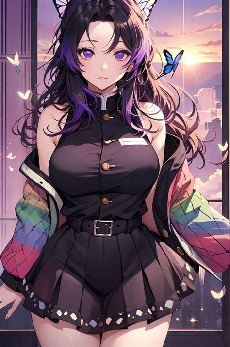 anime girl  purple hair  butterfly wings   head