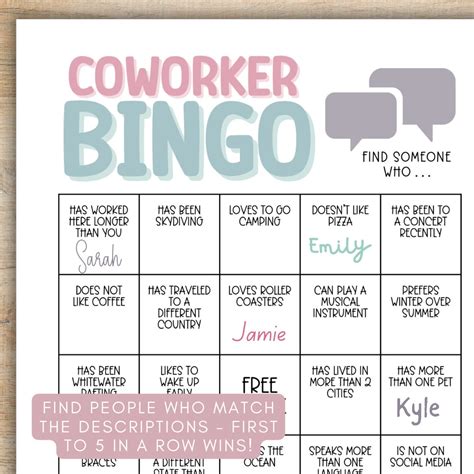 Coworker Bingo Cards Printable, Office Party Game, Employee Bingo Game