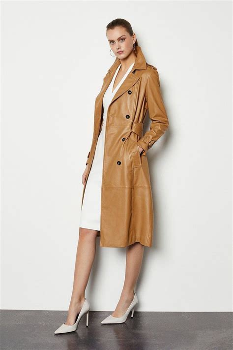 Leather Trench Coat | Karen Millen | Leather trench coat, Karen millen ...