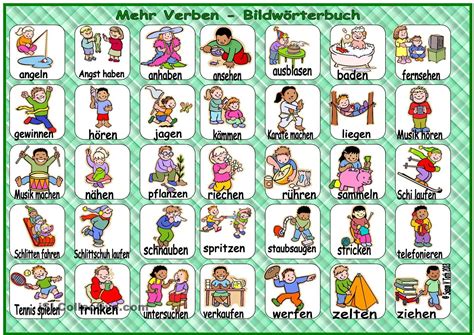 Mehr Verben - Bildwörterbuch | Bildwörterbuch, Deutsche sprache, Musik ...
