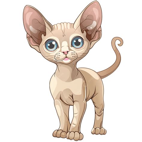 Cute Devon Rex Cat Cartoon Standing, Adorable, Animals, Baby PNG