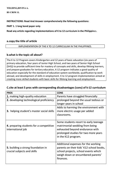 Science 100 - assignments - TOLDING,DIVINA A. BS CRIM 1L INSTRUCTIONS