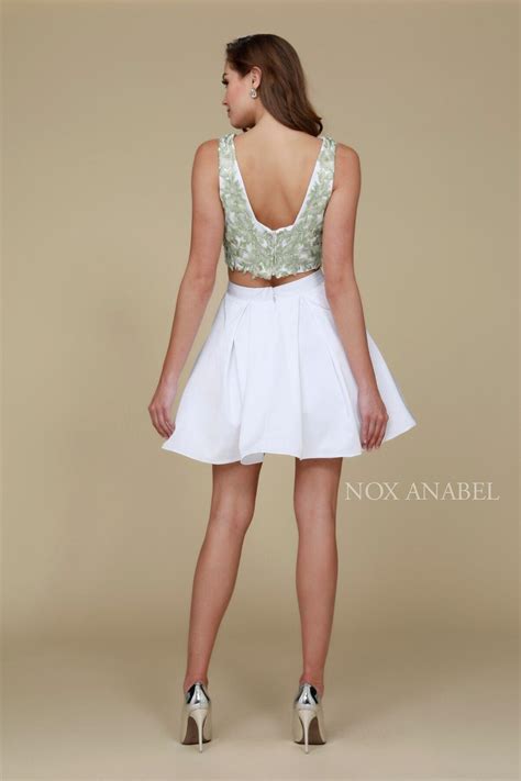 White/Mint Short Homecoming Two Piece Set Prom Dress | DressOutlet