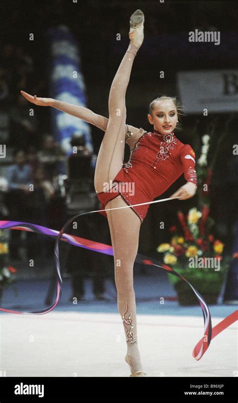 Russian gymnast Vera Sesina performs at Druzhba Sports Palace Stock ...