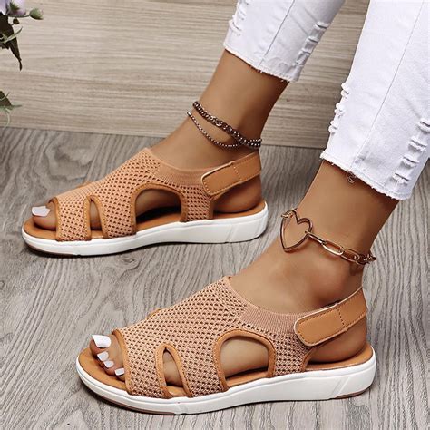 Rewenti Summer Ladies Sandals Breathable Elastic Webbing Platform