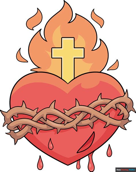 How to Draw a Sacred Heart - Really Easy Drawing Tutorial