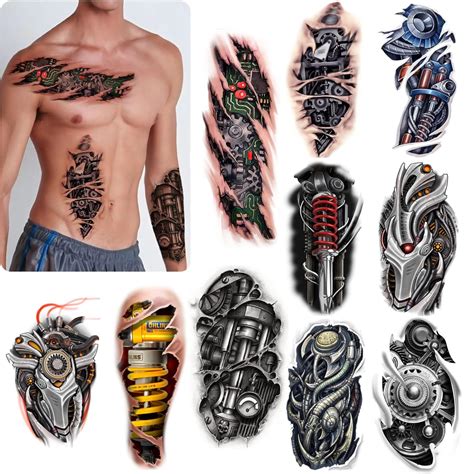 Amazon.com : ROARHOWL Very cool machine 3D realistic fake tattoos，wound