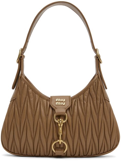 Miu Miu: Brown Matelassé Bag | SSENSE Canada