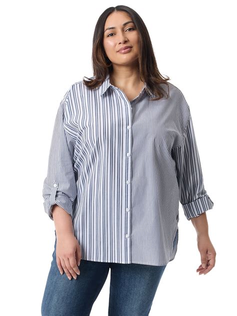 Gloria Vanderbilt Swan Series Women's Plus Amanda Oversized Shirt