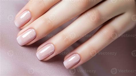 AI generated Woman hand with nude shades nail polish on her fingernails