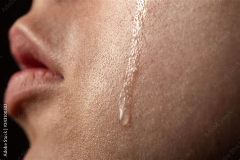 cheek with tear Stock Photo | Adobe Stock