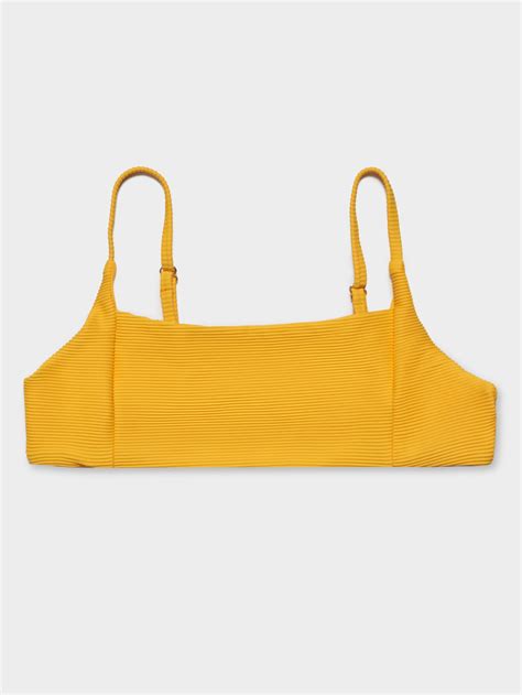 Nude Lucy Rib Square Neck Bikini Top Papaya | Glue Store