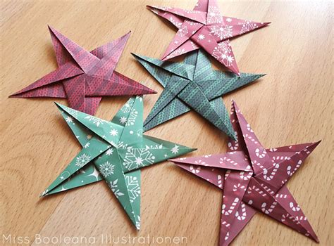 Origami Stern 5 Zacken Anleitung : Origami Stern Falten Basteln