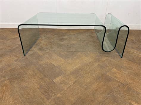 Vintage Curvy Tempered Glass Coffee/Side Table with Magazine Rack