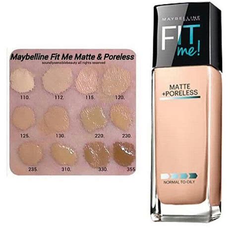 Maybelline Fit Me Matte + Poreless swatches | Foundation swatches ...