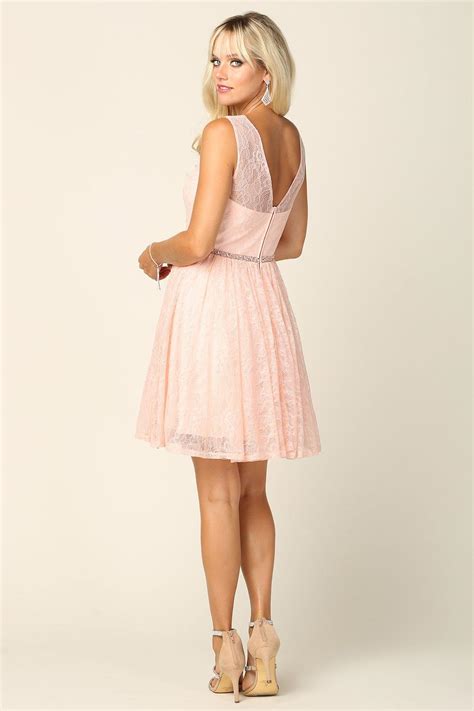 Blush Homecoming Short Sleeveless Lace Cocktail Dress - Homecoming