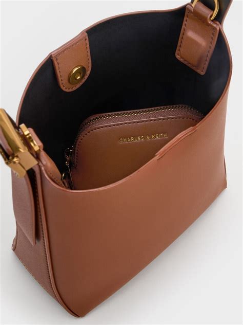 Chocolate Edna Bucket Bag - CHARLES & KEITH DE