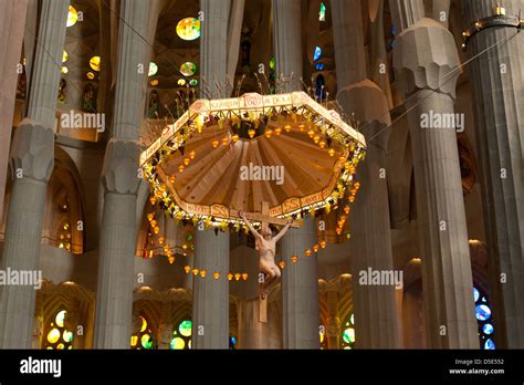 jesus sculpture hanging   sagrada familia basilica  famous