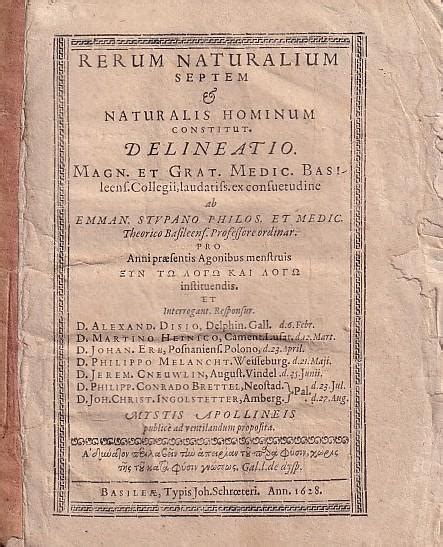 Rerum Naturalium septem & Naturalis Hominum constitut. Delineatio. Grat ...